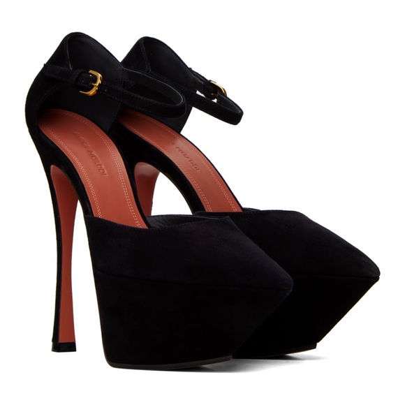 Amina Muaddi  “Angelica” Plateau Black Suede Pumps
(Size 39) - Picture 1 of 16